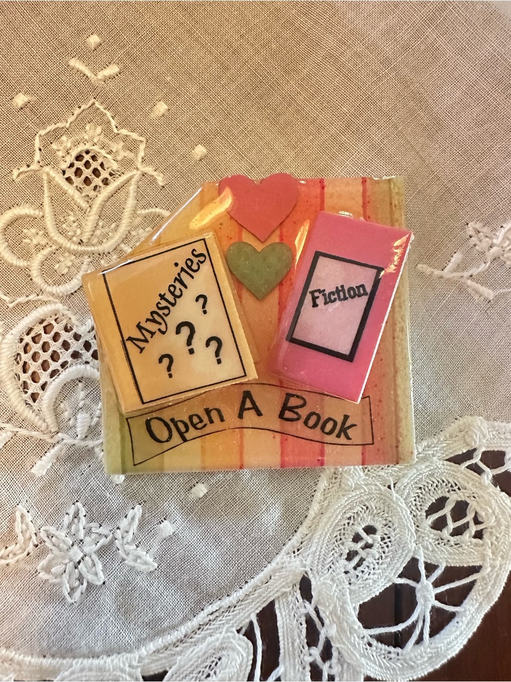 Vintage Lucinda Book Brooch Open A Book Literacy Pin 1990s